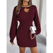 Woolen Dress with Lantern Sleeves for Women