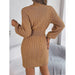 Woolen Dress with Lantern Sleeves for Women