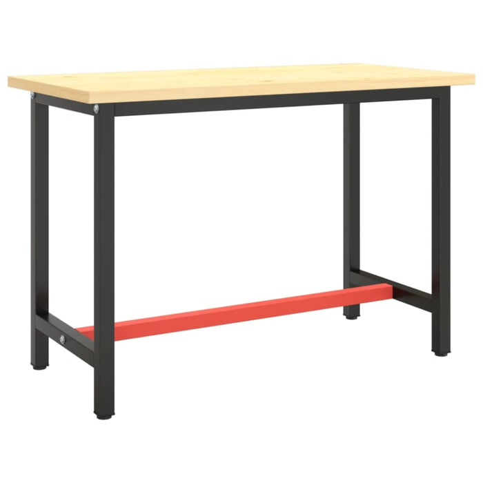 Work Bench Frame Matte Black and Red 110x50x79 Cm Metal