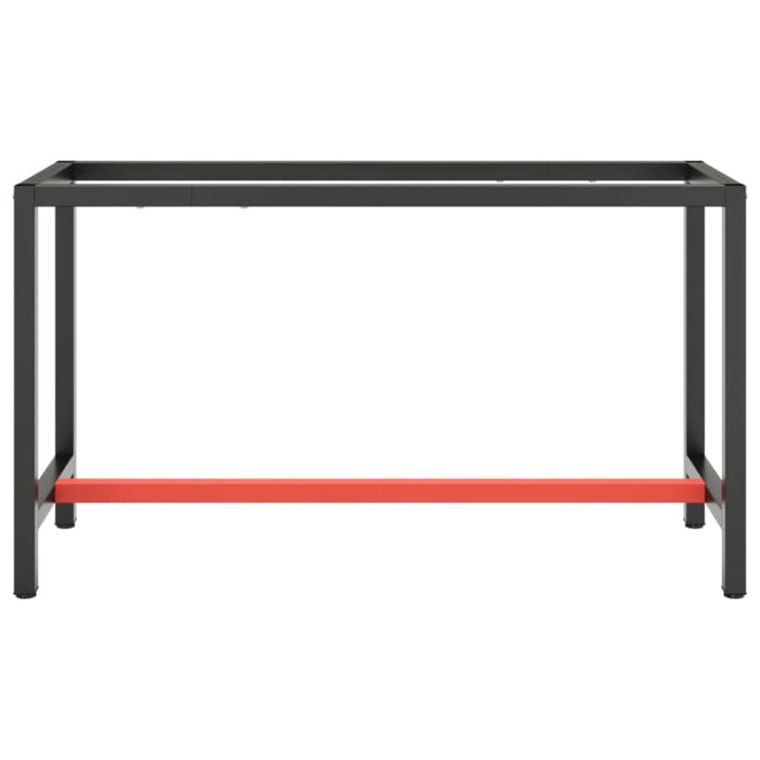 Work Bench Frame Matte Black and Red 140x50x79 Cm Metal