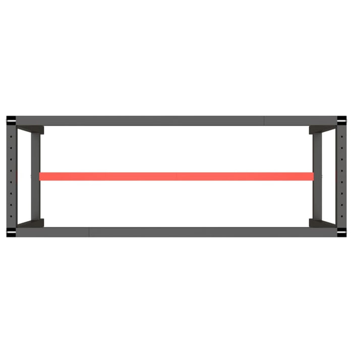 Work Bench Frame Matte Black and Red 140x50x79 Cm Metal