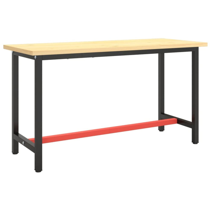Work Bench Frame Matte Black and Red 140x50x79 Cm Metal