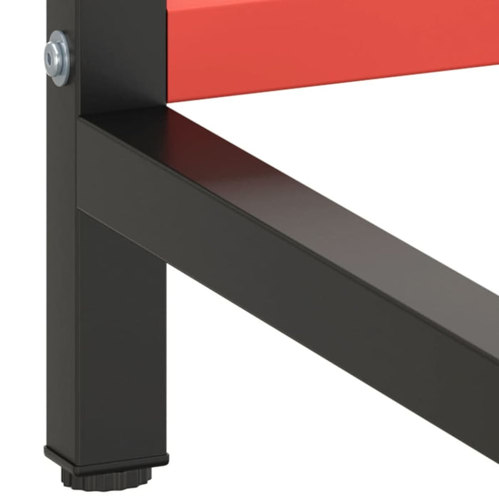 Work Bench Frame Matte Black and Red 180x57x79 Cm Metal