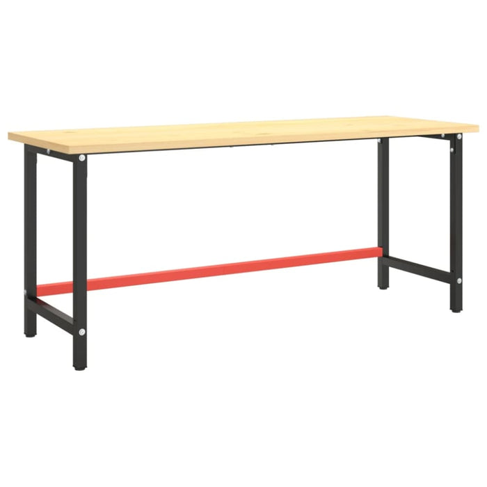 Work Bench Frame Matte Black And Red 180x57x79 Cm Metal