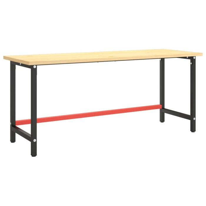 Work Bench Frame Matte Black and Red 180x57x79 Cm Metal