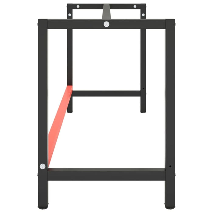 Work Bench Frame Matte Black and Red 180x57x79 Cm Metal