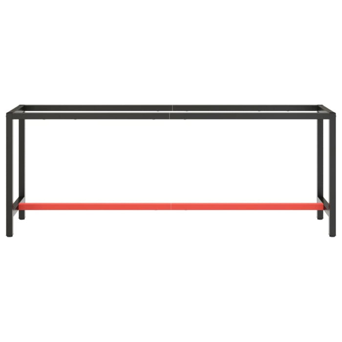 Work Bench Frame Matte Black And Red 210x50x79 Cm Metal