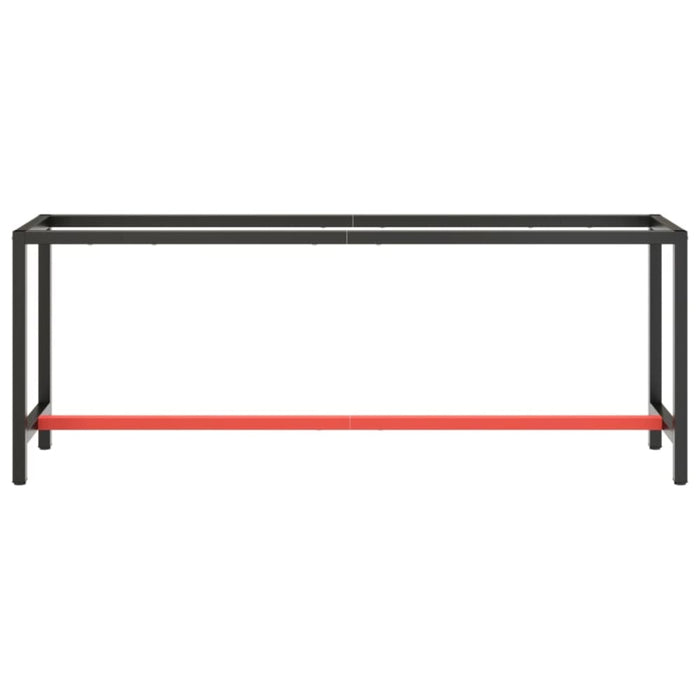 Work Bench Frame Matte Black and Red 210x50x79 Cm Metal
