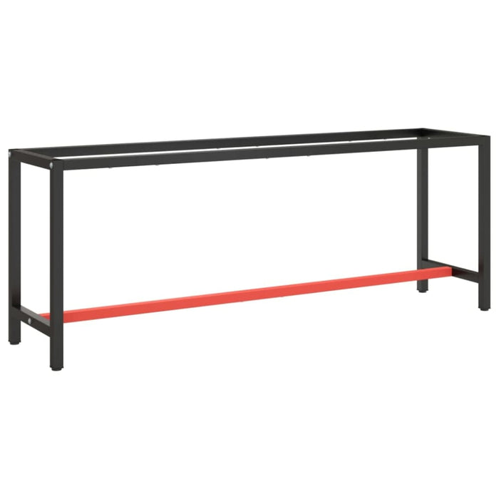 Work Bench Frame Matte Black and Red 210x50x79 Cm Metal