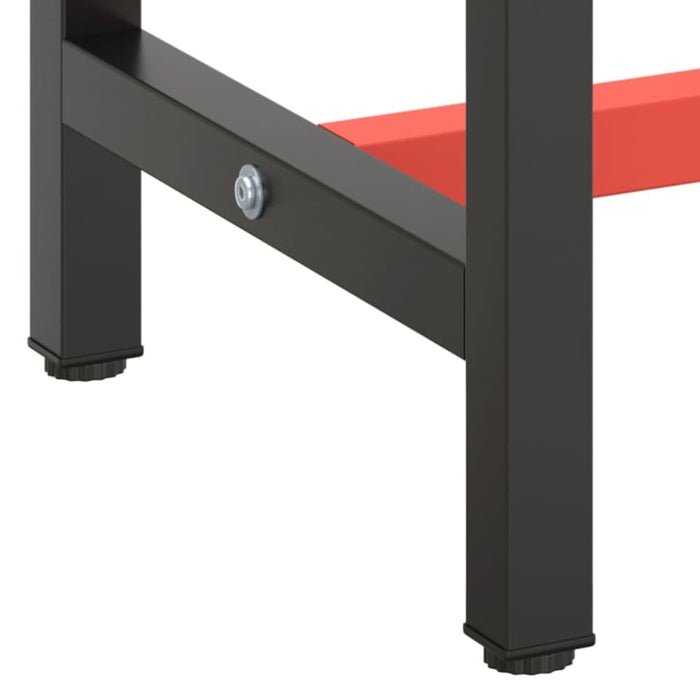 Work Bench Frame Matte Black and Red 210x50x79 Cm Metal