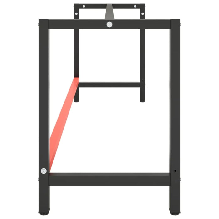 Work Bench Frame Matte Black and Red 220x57x79 Cm Metal