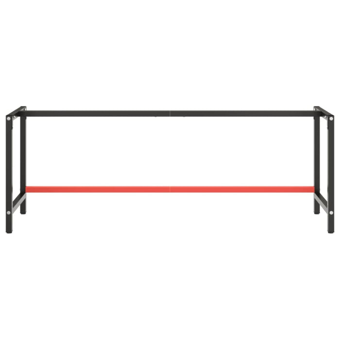 Work Bench Frame Matte Black and Red 220x57x79 Cm Metal