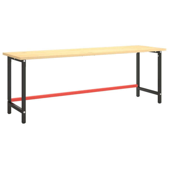 Work Bench Frame Matte Black and Red 220x57x79 Cm Metal