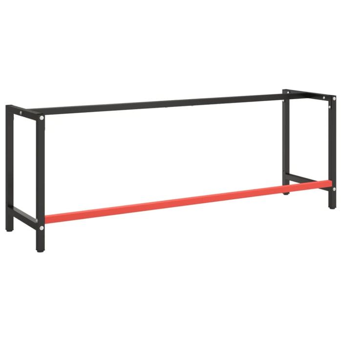 Work Bench Frame Matte Black and Red 220x57x79 Cm Metal