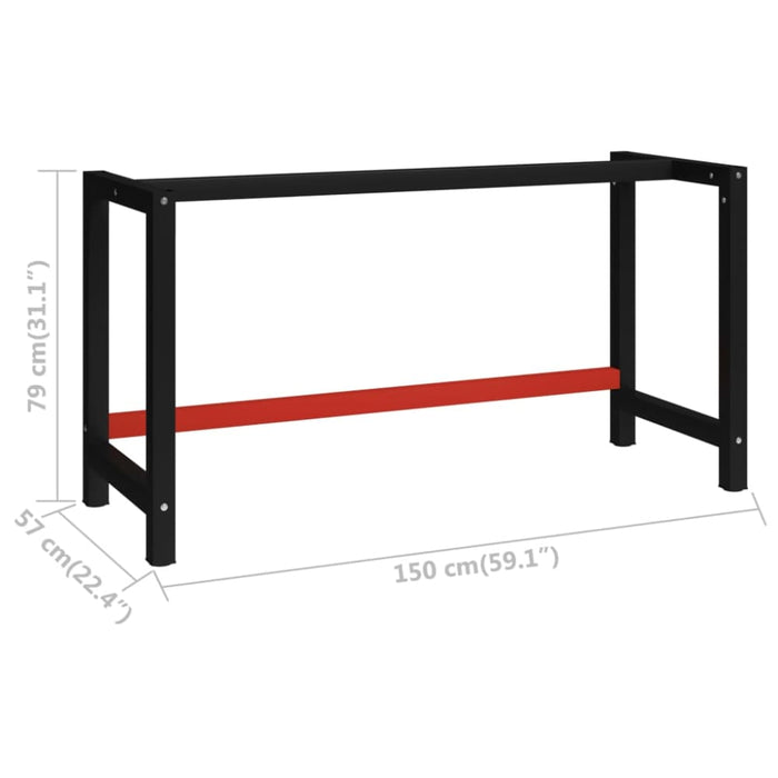 Work Bench Frame Metal 150x57x79 Cm Black And Red Oaikxk