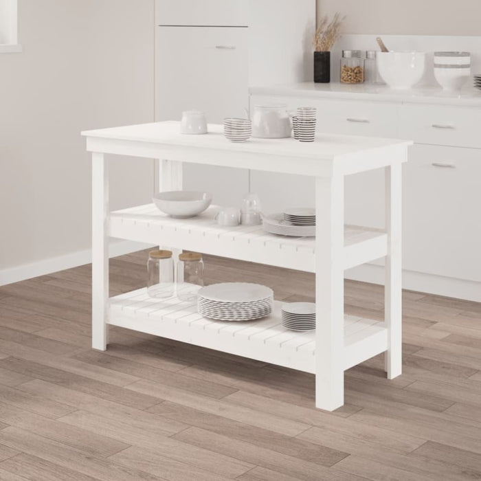 Work Bench White 110.5x50x80 Cm Solid Wood Pine Nxtlap