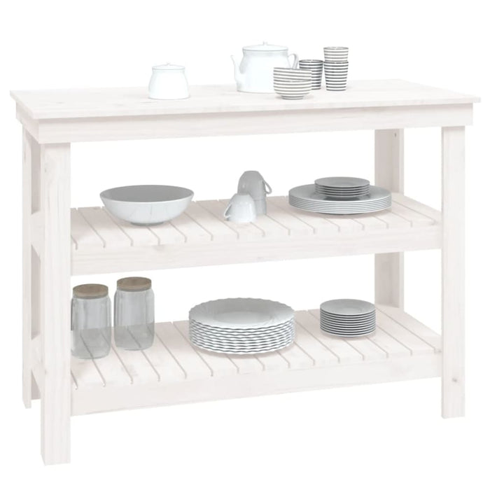 Work Bench White 110.5x50x80 Cm Solid Wood Pine Nxtlap