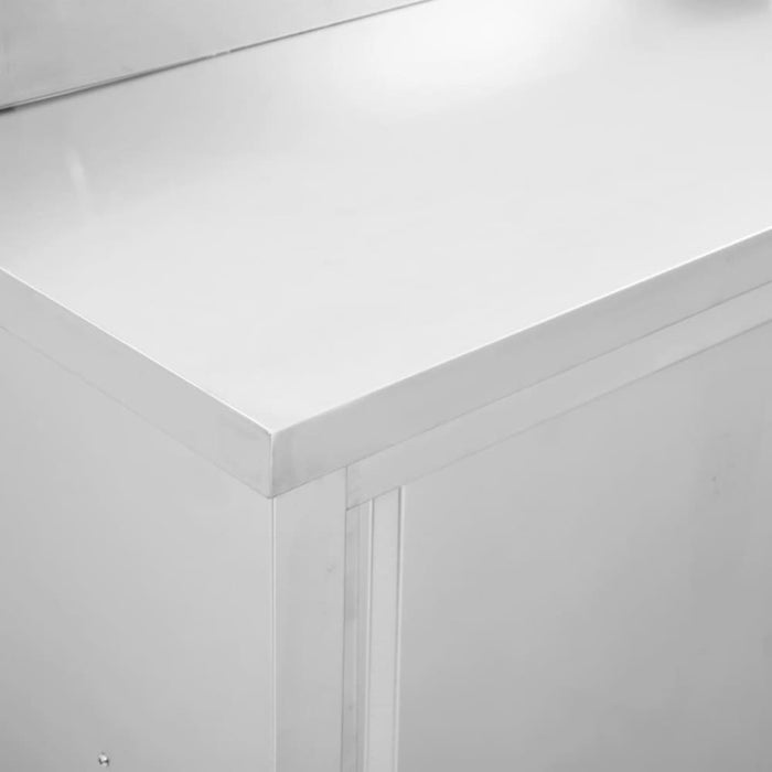 Work Table with Sliding Doors 100x50x(95-97) Cm Stainless