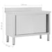 Work Table with Sliding Doors 120x50x(95-97) Cm Stainless