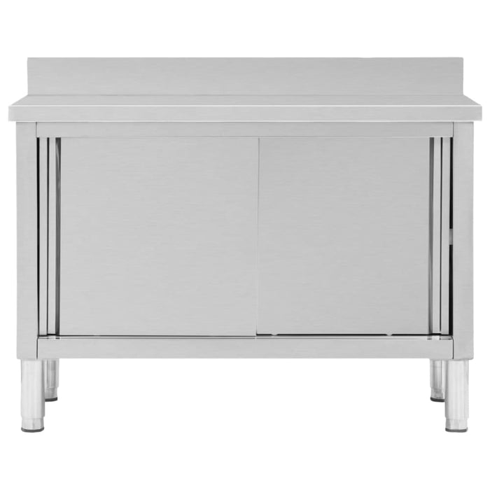 Work Table with Sliding Doors 120x50x(95-97) Cm Stainless