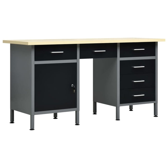 Workbench Black 160x60x85 Cm Steel Oaptai