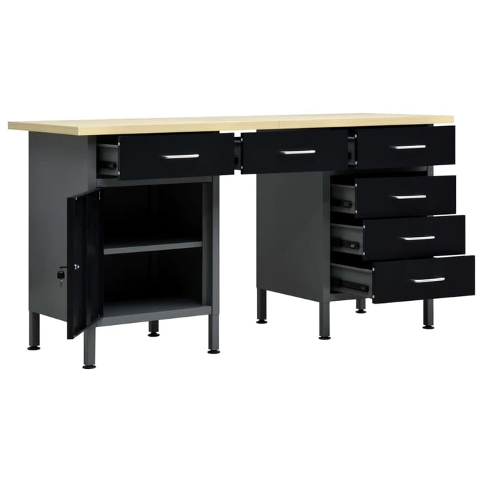Workbench Black 160x60x85 Cm Steel Oaptai