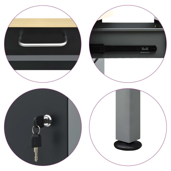 Workbench Black 160x60x85 Cm Steel Oaptai