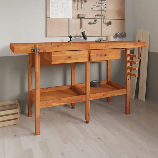 Workbench With Drawers And Vices 162x62x83 Cm Solid Wood
