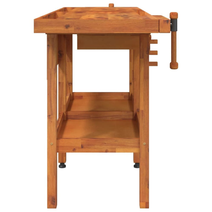 Workbench with Drawers and Vices 162x62x83 Cm Solid Wood