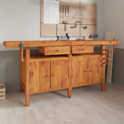 Workbench With Drawers And Vices 192x62x83 Cm Solid Wood