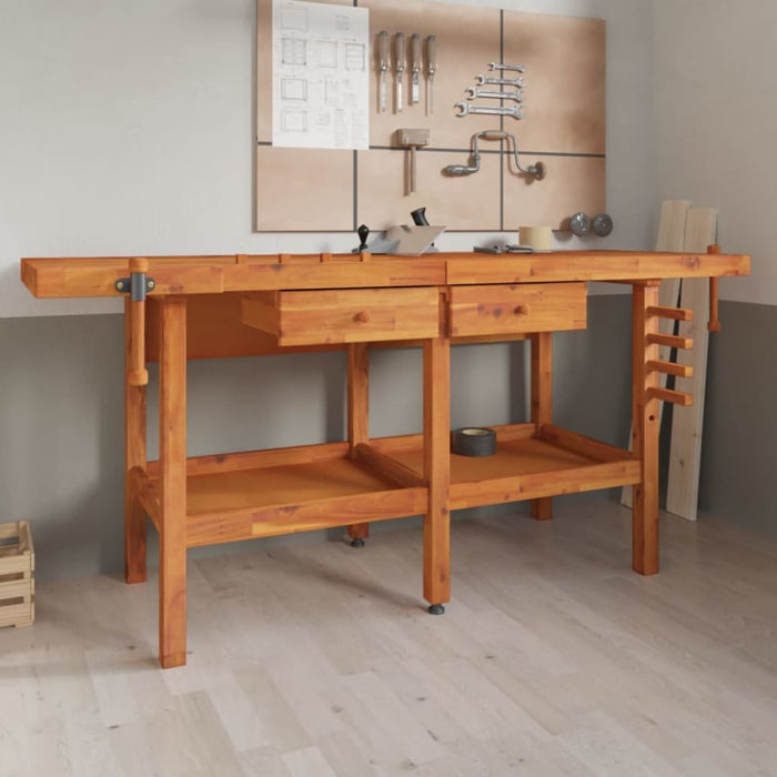 Workbench with Drawers and Vices 192x62x83 Cm Solid Wood
