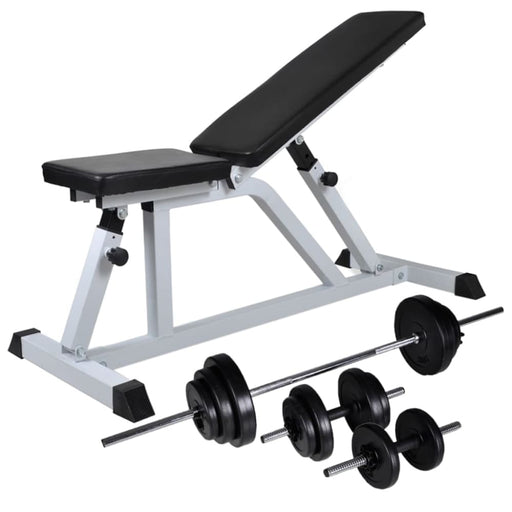 Workout Bench With Barbell And Dumbbell Set 30.5 Kg Xiptpb