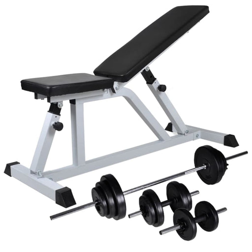 Workout Bench with Barbell and Dumbbell Set 30.5 Kg Xiptpb