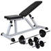 Workout Bench with Barbell and Dumbbell Set 30.5 Kg Xiptpb