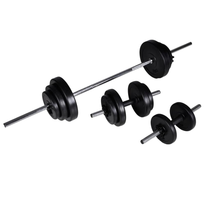 Workout Bench with Barbell and Dumbbell Set 30.5 Kg Xiptpb