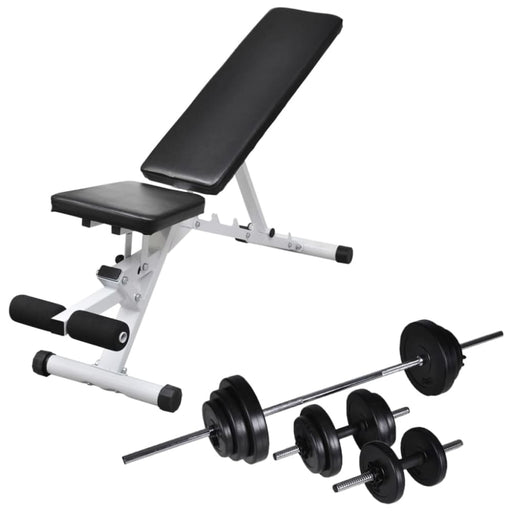 Workout Bench with Barbell and Dumbbell Set 30.5 Kg Xiptpo