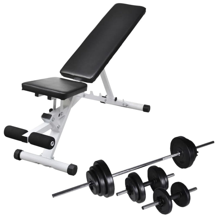 Workout Bench with Barbell and Dumbbell Set 30.5 Kg Xiptpo