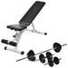 Workout Bench with Barbell and Dumbbell Set 30.5 Kg Xiptpo