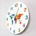World Map Watercolour Decorative Silent Wall Clock Flat