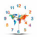 World Map Watercolour Decorative Silent Wall Clock Flat