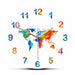World Map Watercolour Decorative Silent Wall Clock Flat