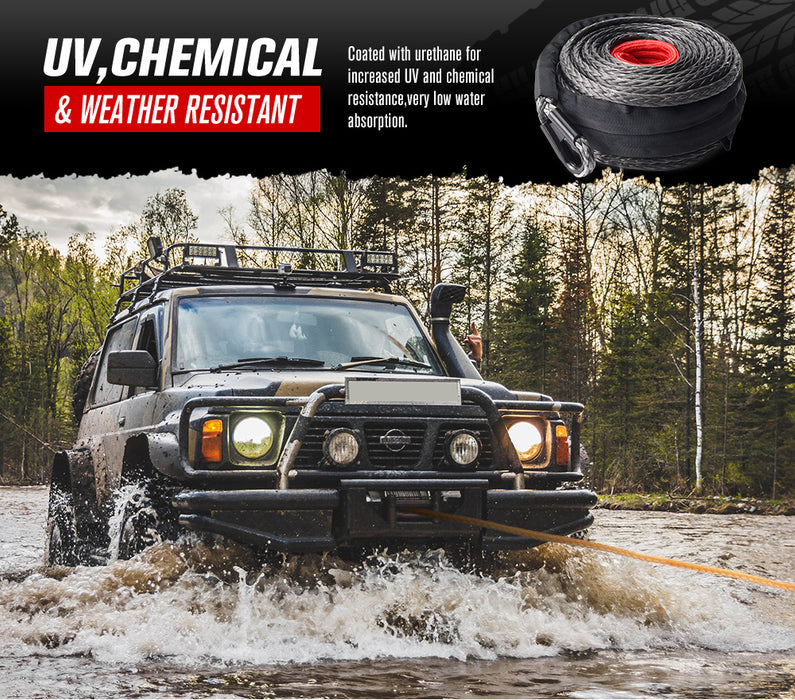 10Mm X 30M Synthetic Winch Rope Dyneema Sk75 Tow Recovery Rope Offroad 4Wd