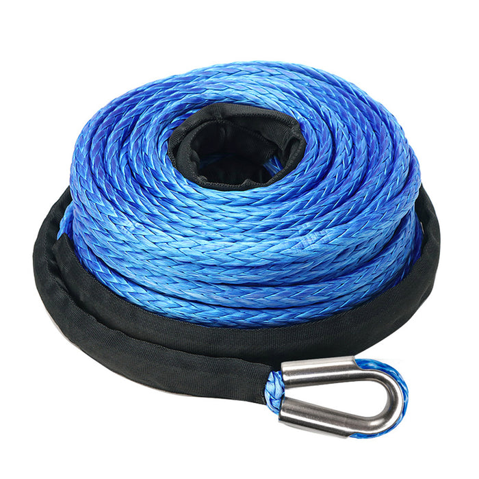 10Mm X 30M Synthetic Winch Rope Dyneema Sk75 Tow Recovery Cable 4Wd Car Blue
