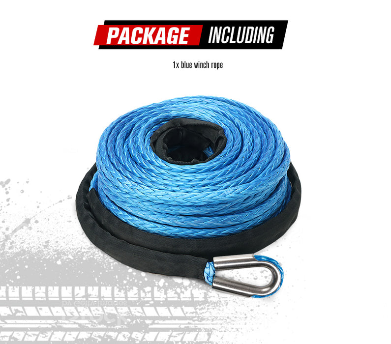 10Mm X 30M Synthetic Winch Rope Dyneema Sk75 Tow Recovery Cable 4Wd Car Blue