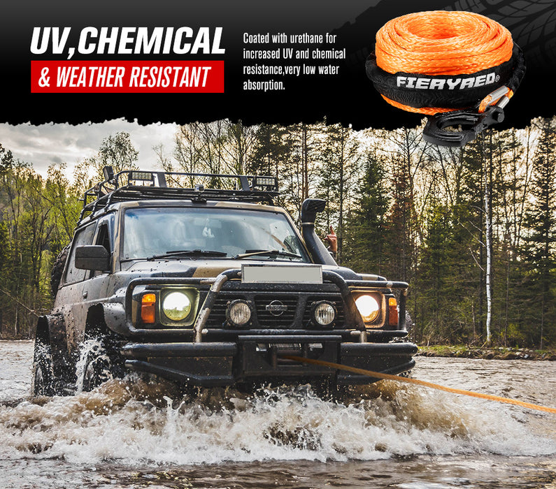 10Mm X 30M Synthetic Winch Rope Dyneema Sk75 Tow Recovery Rope Offroad 4Wd