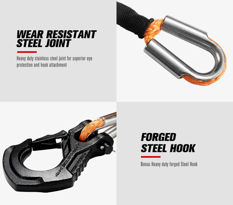 10Mm X 30M Synthetic Winch Rope Dyneema Sk75 Tow Recovery Rope Offroad 4Wd