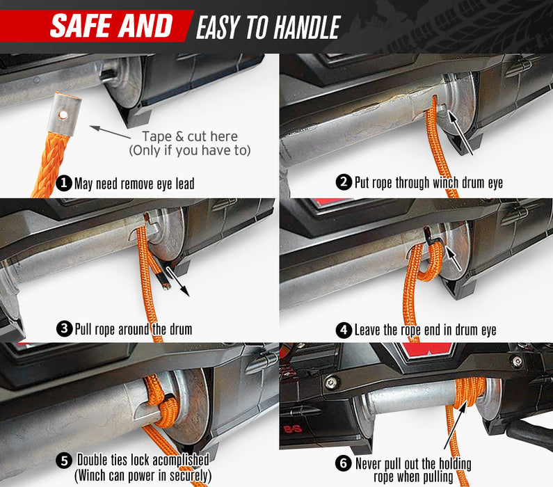 10Mm X 30M Synthetic Winch Rope Dyneema Sk75 Tow Recovery Rope Offroad 4Wd