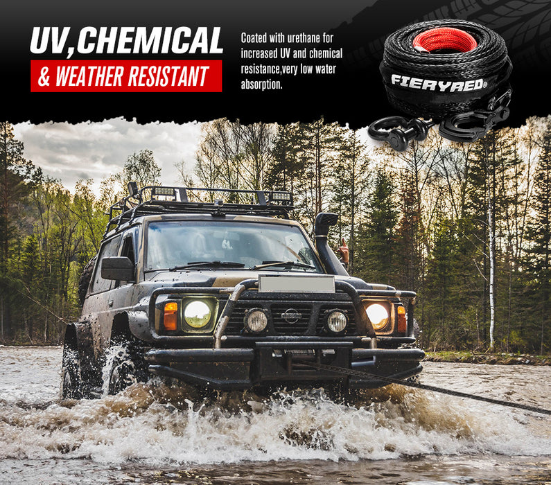 10Mm X 30M Synthetic Winch Rope Dyneema Sk75 Tow Recovery Rope Offroad 4Wd