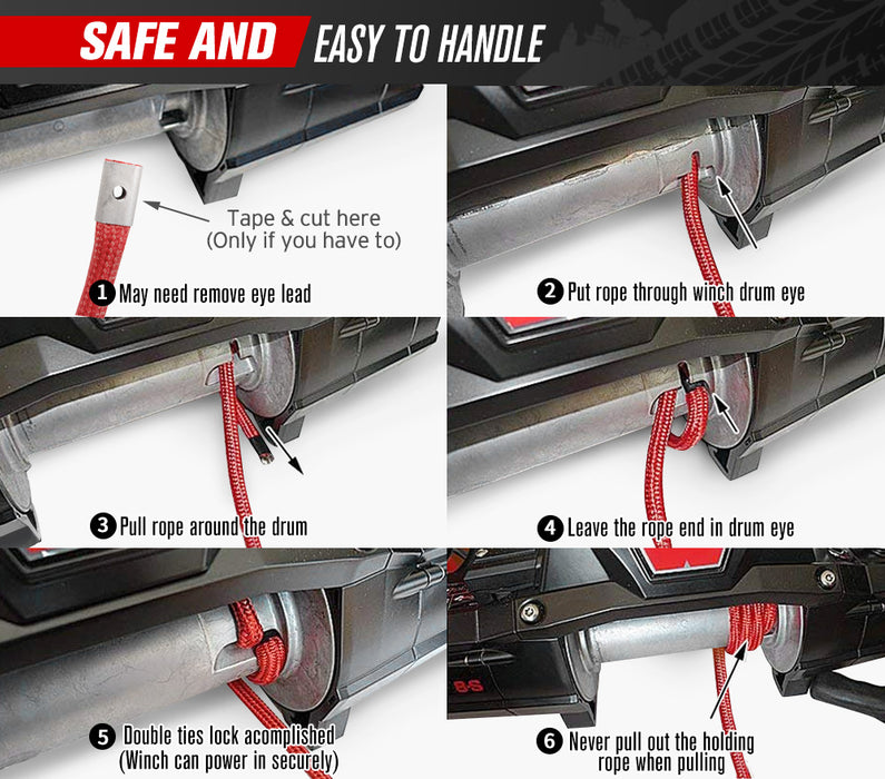 10Mm X 30M Synthetic Winch Rope Dyneema Sk75 Tow Recovery Rope Offroad 4Wd