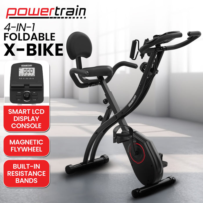 135E 4-In-1 Foldable X-Bike With Lcd Display And Resistance Bands